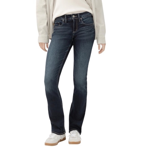 Silver Jeans Co. Denim - Silver Jeans Co Womens Suki Mid Rise Slim Bootcut Jeans Dark Wash Denim Size 18